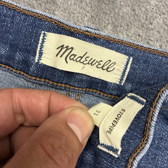 Madewell Stovepipe Jeans Womens 31 Blue Straight Ankle Medium Wash Denim Pants - Picture 4 of 11